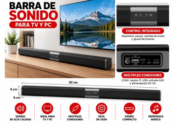 &ua PARLANTE BT BLUETOOTH BARRA SONIDO LUCES E-5011